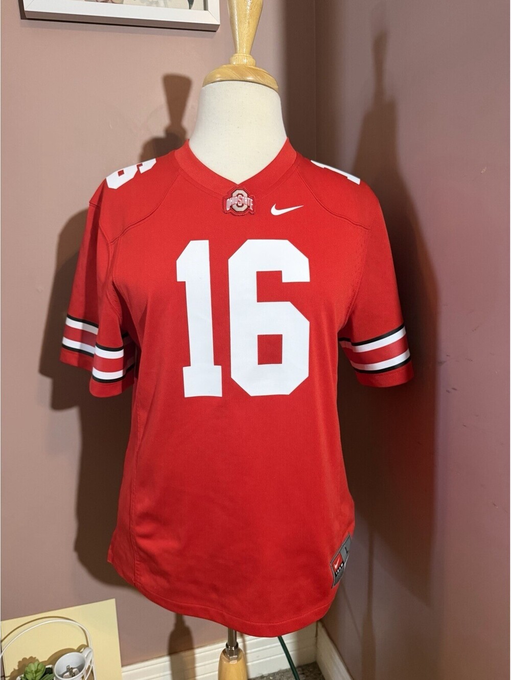 Nike Ohio State Buckeyes #16 Jersey Womens Large Red NCAA Football